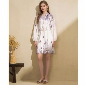 G.D.S Butterfly Pattern Long Sleeve MIDI Dress AU10 NWT